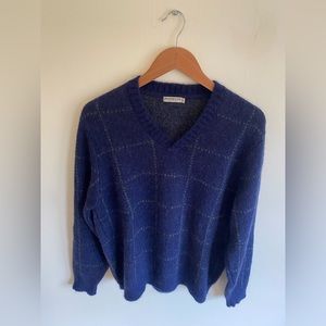 Alpaca Wool Check V Sweater